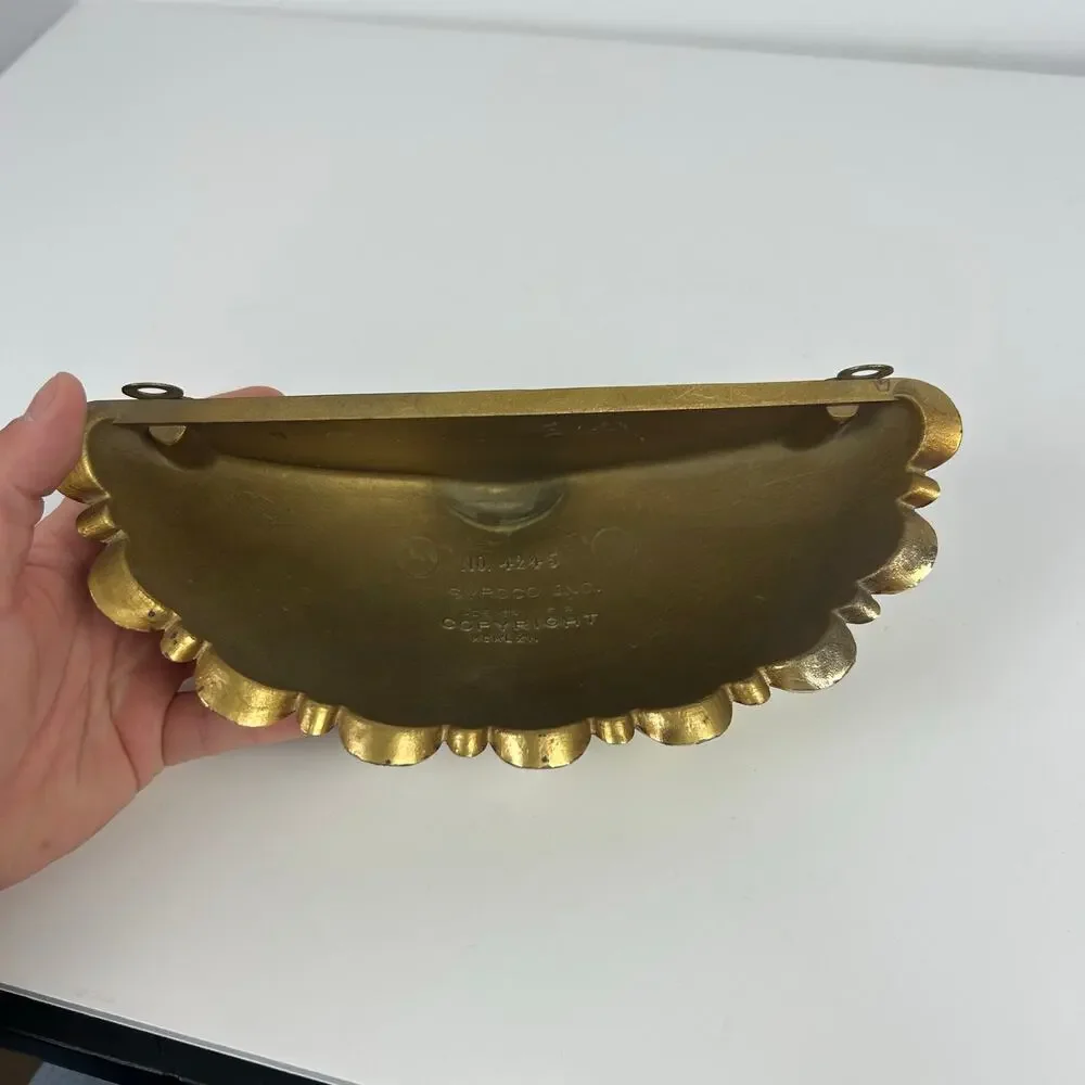 Vintage SyroCo Inc. MCM Gold Wall Basket Victorian Decor USA 4245